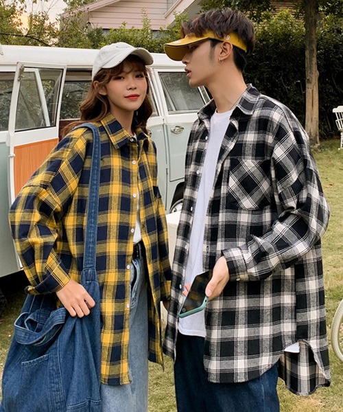 セール】【BENDER TOKYO】ビッグシルエット 起毛 オンブレチェック