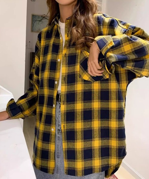 BENDER TOKYO（ベンダートウキョウ）の「【BENDER TOKYO】ビッグシルエット 起毛 オンブレチェックシャツ 長袖（シャツ/ブラウス・メンズ・グリーン/レッド/イエロー/ブラック・FREE/M/L）」の22枚目の写真