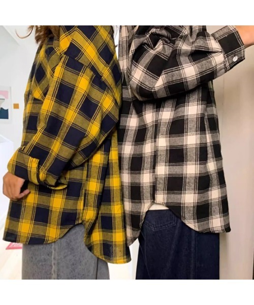 BENDER TOKYO（ベンダートウキョウ）の「【BENDER TOKYO】ビッグシルエット 起毛 オンブレチェックシャツ 長袖（シャツ/ブラウス・メンズ・グリーン/レッド/イエロー/ブラック・FREE/M/L）」の12枚目の写真