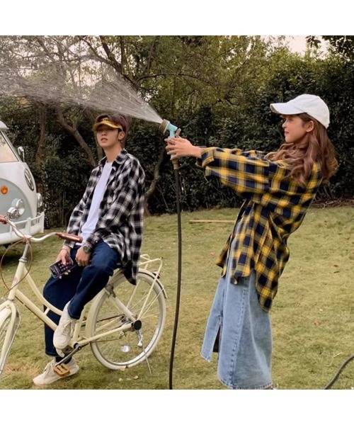 BENDER TOKYO（ベンダートウキョウ）の「【BENDER TOKYO】ビッグシルエット 起毛 オンブレチェックシャツ 長袖（シャツ/ブラウス・メンズ・グリーン/レッド/イエロー/ブラック・FREE/M/L）」の9枚目の写真