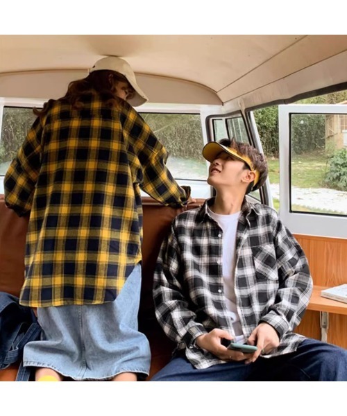 BENDER TOKYO（ベンダートウキョウ）の「【BENDER TOKYO】ビッグシルエット 起毛 オンブレチェックシャツ 長袖（シャツ/ブラウス・メンズ・グリーン/レッド/イエロー/ブラック・FREE/M/L）」の14枚目の写真