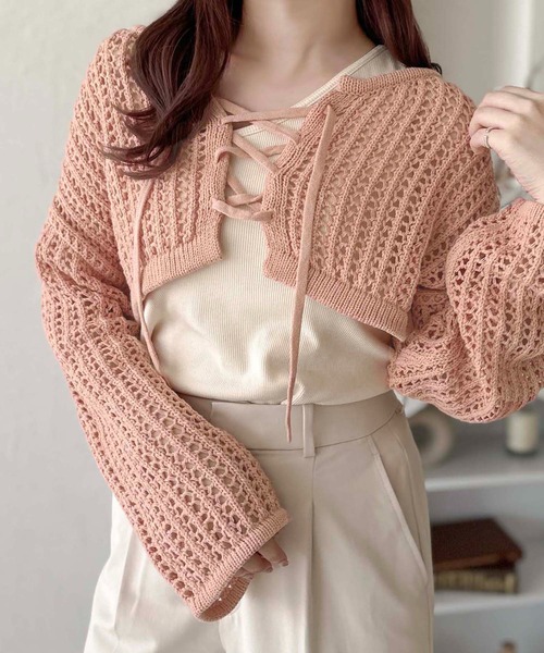 apres jour clair(アプレジュールクレア)の「【apres jour clair】レースアップメッシュニット【ZOZOTOWN限定アイテム】(ニット/セーター・レディース・杢グレー/アイボリー/オレンジ・フリー/X-LARGE)」の8枚目の写真