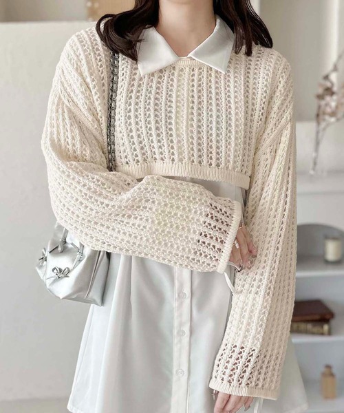 apres jour clair(アプレジュールクレア)の「【apres jour clair】レースアップメッシュニット【ZOZOTOWN限定アイテム】(ニット/セーター・レディース・杢グレー/アイボリー/オレンジ・フリー/X-LARGE)」の18枚目の写真