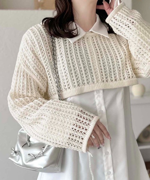 apres jour clair(アプレジュールクレア)の「【apres jour clair】レースアップメッシュニット【ZOZOTOWN限定アイテム】(ニット/セーター・レディース・杢グレー/アイボリー/オレンジ・フリー/X-LARGE)」の20枚目の写真