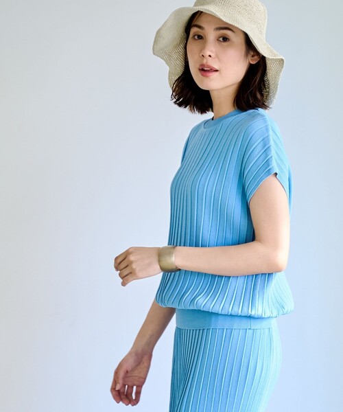 coen(コーエン)の「【RONEL】タックプリーツフレンチスリーブニット(セットアップ対応可能)(ニット/セーター・レディース・オフホワイト/ブラック/ライトブルー/ライトグレー・FREE)」の15枚目の写真