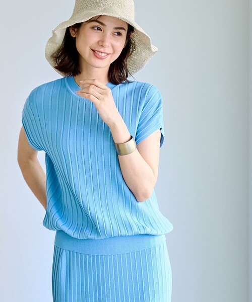 coen(コーエン)の「【RONEL】タックプリーツフレンチスリーブニット(セットアップ対応可能)(ニット/セーター・レディース・オフホワイト/ブラック/ライトブルー/ライトグレー・FREE)」の16枚目の写真