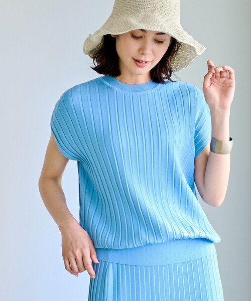 coen(コーエン)の「【RONEL】タックプリーツフレンチスリーブニット(セットアップ対応可能)(ニット/セーター・レディース・オフホワイト/ブラック/ライトブルー/ライトグレー・FREE)」の17枚目の写真