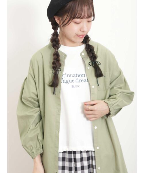 Samansa Mos2（サマンサ モスモス）の「バンドカラーゆるワンピース（ワンピース・レディース・ブラック/ベージュ/オフホワイト/グリーン・F）」の11枚目の写真