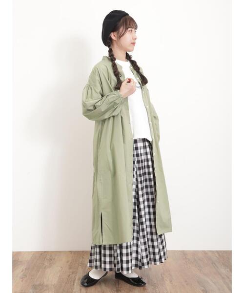 Samansa Mos2（サマンサ モスモス）の「バンドカラーゆるワンピース（ワンピース・レディース・ブラック/ベージュ/オフホワイト/グリーン・F）」の16枚目の写真