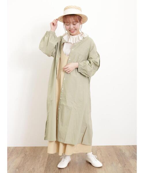 Samansa Mos2（サマンサ モスモス）の「バンドカラーゆるワンピース（ワンピース・レディース・ブラック/ベージュ/オフホワイト/グリーン・F）」の17枚目の写真