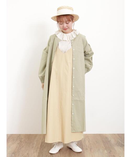 Samansa Mos2（サマンサ モスモス）の「バンドカラーゆるワンピース（ワンピース・レディース・ブラック/ベージュ/オフホワイト/グリーン・F）」の18枚目の写真