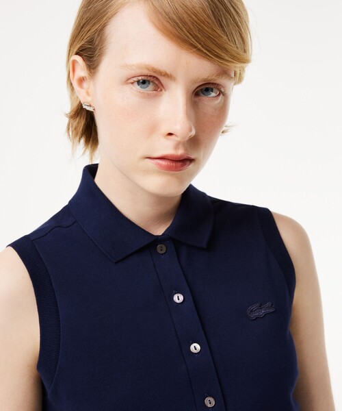 LACOSTE（ラコステ）の「ノースリーブポロシャツ（ポロシャツ・レディース・ネイビー/シャーベット/ブラック/ピンクベージュ・34/36/38/40）」の6枚目の写真