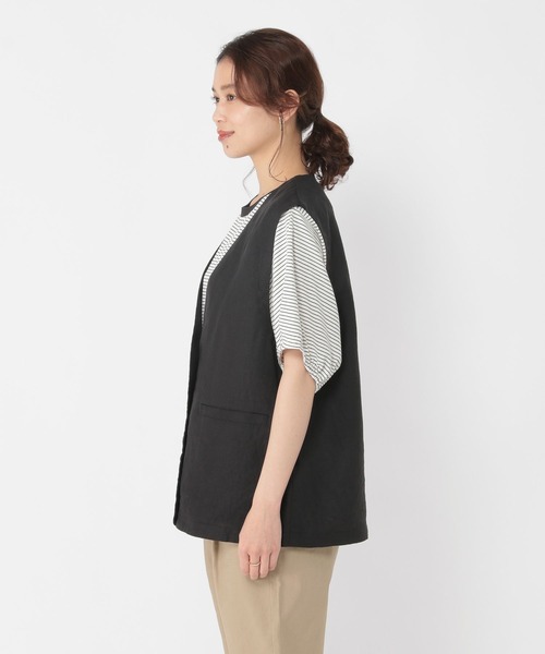 studio CLIP（スタディオクリップ）の「リネン100ベスト（ベスト・レディース・ブラック/アイボリー・FREE）」の8枚目の写真