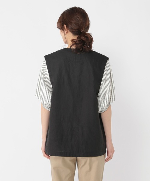 studio CLIP（スタディオクリップ）の「リネン100ベスト（ベスト・レディース・ブラック/アイボリー・FREE）」の9枚目の写真