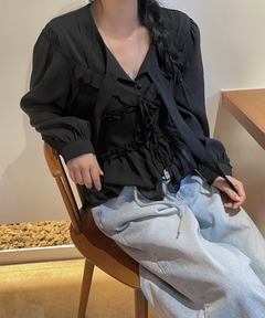 2way Shirring Taffeta Blouse/2WAYシャーリングタフタブラウス