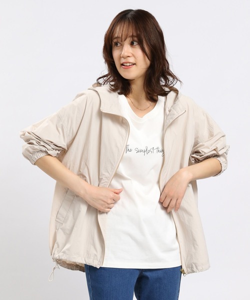 GLOBAL WORK Smile Seed Store（グローバルワーク スマイルシードストア）の「撥水UVライトフードブルゾン/100830（ブルゾン・レディース・ベージュ/ブラック/カーキ/アイボリー・SMALL/X-LARGE/MEDIUM/LARGE）」の8枚目の写真