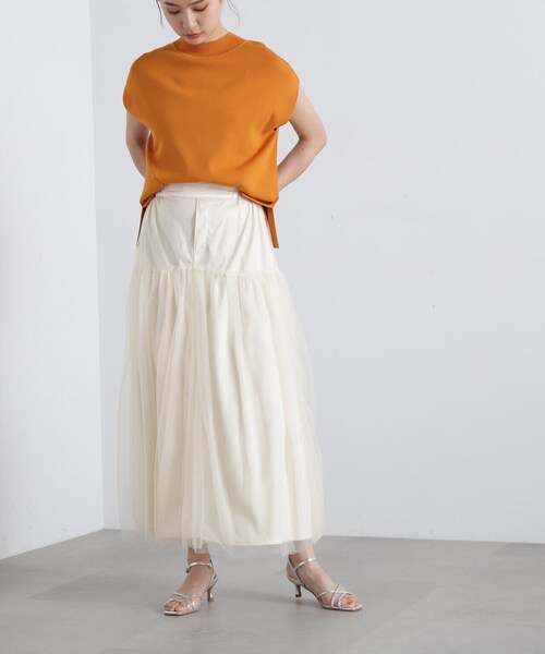 N.（N. Natural Beauty Basic）（エヌエヌナチュラルビューティーベーシック）の「◆切替チュールレイヤースカート（スカート・レディース・ブラック/クリーム・MEDIUM）」の22枚目の写真