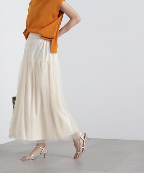 N.（N. Natural Beauty Basic）（エヌエヌナチュラルビューティーベーシック）の「◆切替チュールレイヤースカート（スカート・レディース・ブラック/クリーム・MEDIUM）」の20枚目の写真