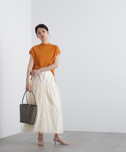 N.（N. Natural Beauty Basic）（エヌエヌナチュラルビューティーベーシック）の「◆切替チュールレイヤースカート（スカート・レディース・ブラック/クリーム・MEDIUM）」の17枚目の写真