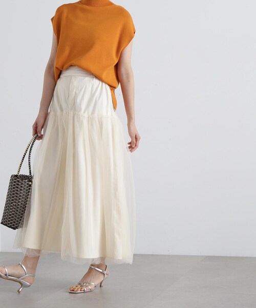 N.（N. Natural Beauty Basic）（エヌエヌナチュラルビューティーベーシック）の「◆切替チュールレイヤースカート（スカート・レディース・ブラック/クリーム・MEDIUM）」の16枚目の写真