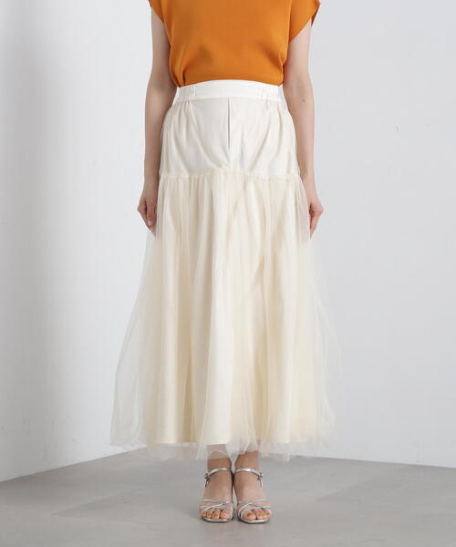 N.（N. Natural Beauty Basic）（エヌエヌナチュラルビューティーベーシック）の「◆切替チュールレイヤースカート（スカート・レディース・ブラック/クリーム・MEDIUM）」の14枚目の写真