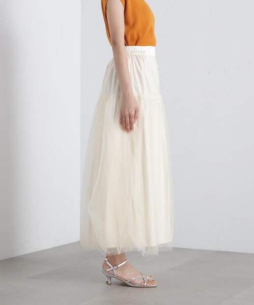 N.（N. Natural Beauty Basic）（エヌエヌナチュラルビューティーベーシック）の「◆切替チュールレイヤースカート（スカート・レディース・ブラック/クリーム・MEDIUM）」の13枚目の写真