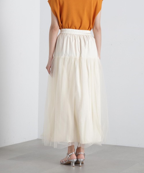 N.（N. Natural Beauty Basic）（エヌエヌナチュラルビューティーベーシック）の「◆切替チュールレイヤースカート（スカート・レディース・ブラック/クリーム・MEDIUM）」の12枚目の写真