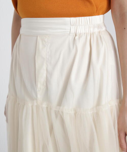 N.（N. Natural Beauty Basic）（エヌエヌナチュラルビューティーベーシック）の「◆切替チュールレイヤースカート（スカート・レディース・ブラック/クリーム・MEDIUM）」の11枚目の写真