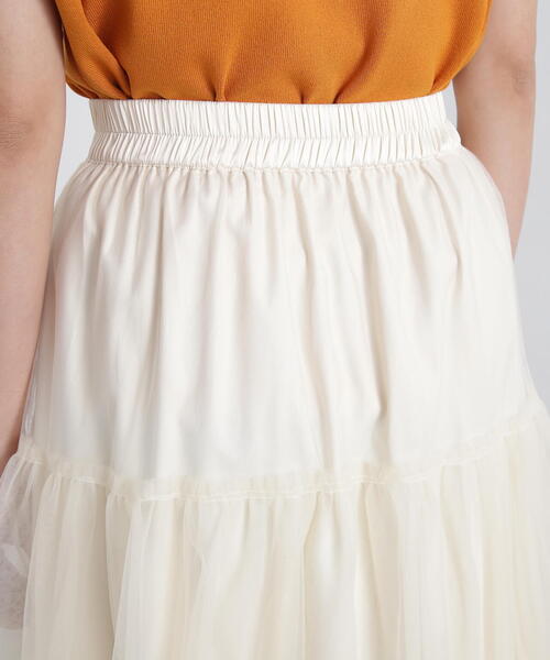 N.（N. Natural Beauty Basic）（エヌエヌナチュラルビューティーベーシック）の「◆切替チュールレイヤースカート（スカート・レディース・ブラック/クリーム・MEDIUM）」の10枚目の写真