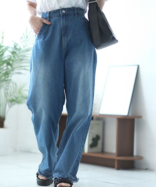 セール】ヴィンテージ加工セミワイドデニムパンツ（デニムパンツ