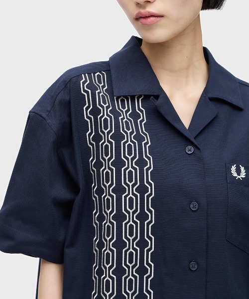 FRED PERRY フレッドペリー ストライプ シャツワンピース Striped Shirt Dress(10 X89：COURT GREEN): | FRED PERRY JAPAN