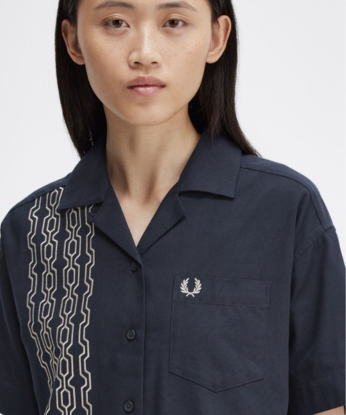 【希少】FRED PERRY 2way 刺繍　チェック柄　シャツ　ワンピース フレッドペリー チェック シャツ ワンピース 長袖 CHECK OXFORD