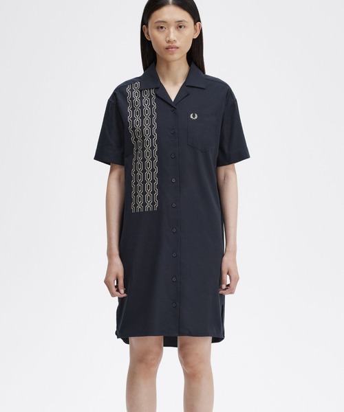 FRED PERRY フレッドペリー チュニックワンピース シャツ JP10 M FRED PERRY（フレッドペリー）の「Fishtail Hem Shirt Dress
