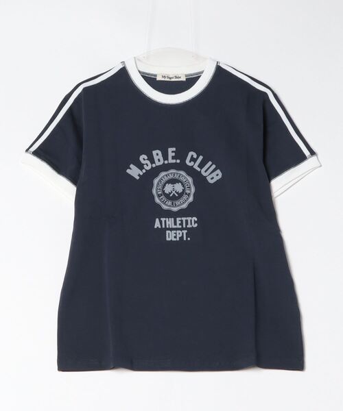 My sugar Babe（マイシュガーベイブ）の「MSB college line ringer tee (ladies)（Tシャツ/カットソー・メンズ・ホワイト/アイボリー/ネイビー/ベージュ・フリー）」の4枚目の写真