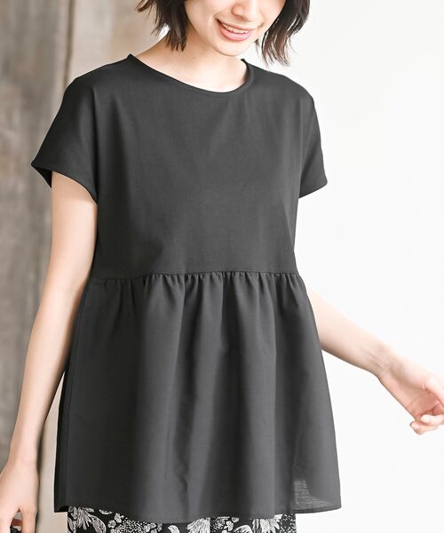 rps（アールピーエス）の「異素材切替ペプラムＴシャツ（Tシャツ/カットソー・レディース・オフホワイト/ブラック/ネイビー/チャコールグレー・フリー）」の17枚目の写真