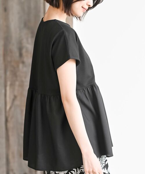 rps（アールピーエス）の「異素材切替ペプラムＴシャツ（Tシャツ/カットソー・レディース・オフホワイト/ブラック/ネイビー/チャコールグレー・フリー）」の20枚目の写真