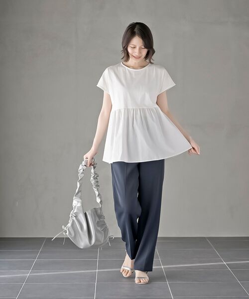 異素材ペプラムTシャツ（カットソー/Tシャツ）｜SNIDEL