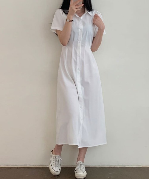 「LE'RURE」 半袖ワンピース MEDIUM オフホワイト LE'RURE」 半袖ワンピース MEDIUM オフホワイト