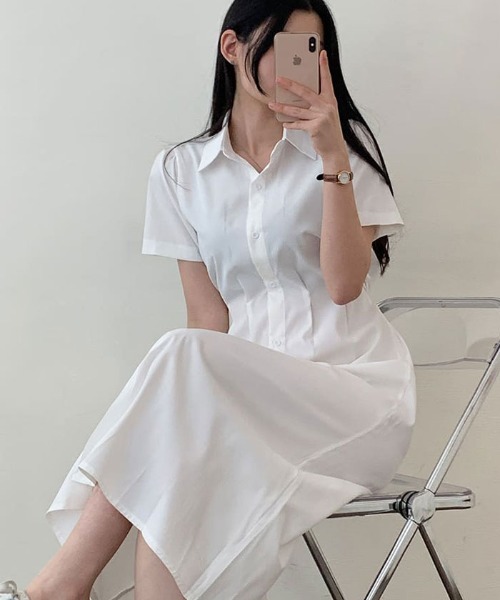 VIVID LADY(ビビッドレディー)の「シャツワンピース 半袖(シャツワンピース・レディース・ネイビー/ホワイト/スカイブルー・FREE)」の14枚目の写真