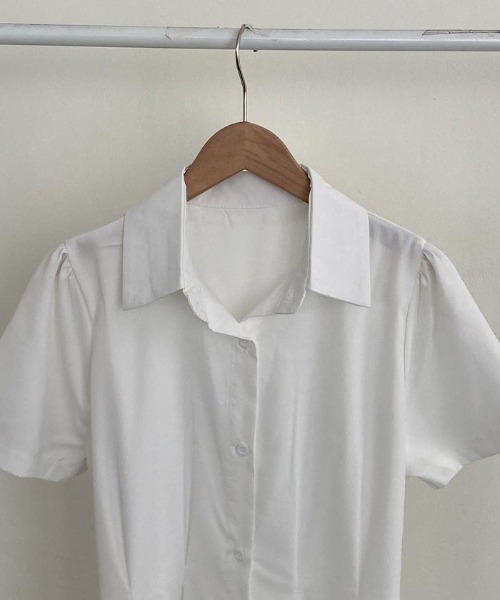 【値下げしました】Bibiy. ホワイト シャツワンピース 半袖 値下げしました】Bibiy. ホワイト シャツワンピース 半袖 値下げ