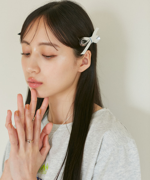 VIS（ビス）の「【2個SET】メタリックリボンへアピン（ヘアピン・レディース・ブラック/シルバー・FREE）」の11枚目の写真
