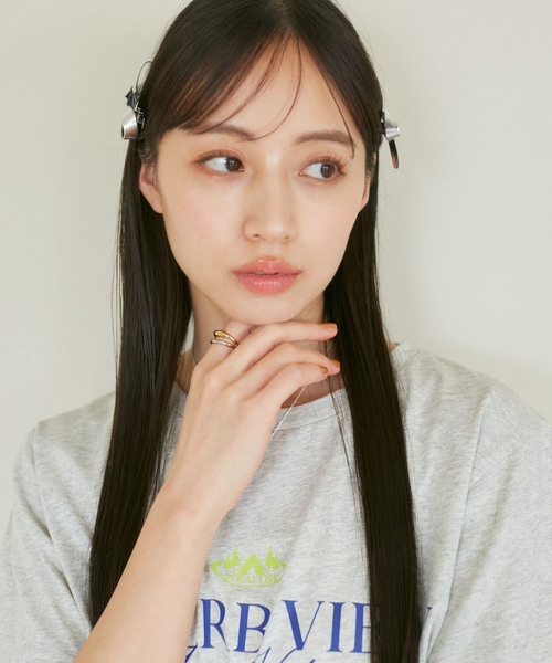 VIS（ビス）の「【2個SET】メタリックリボンへアピン（ヘアピン・レディース・ブラック/シルバー・FREE）」の10枚目の写真