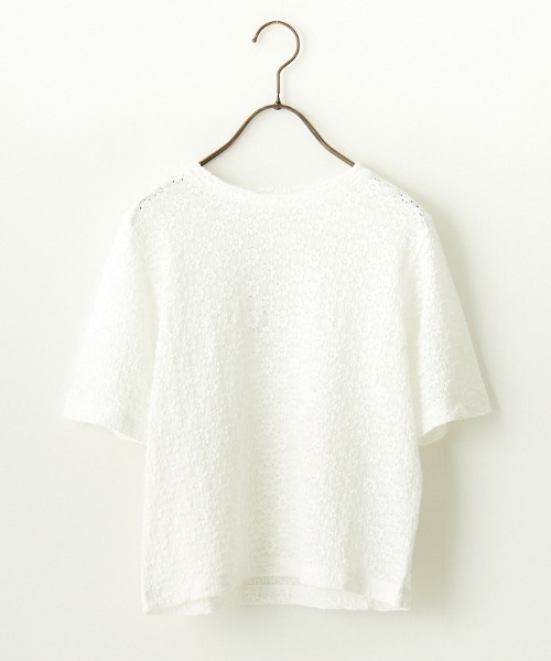 By/m（バイエム）の「[By/m/バイエム] 花柄ジャガードレースカットソー（Tシャツ/カットソー・レディース・ブラック/ブラック系/オフホワイト・F）」の7枚目の写真
