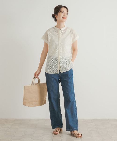 URBAN RESEARCH DOORS（アーバンリサーチドアーズ）の「幾何学レースブラウス（シャツ/ブラウス・レディース・アイボリー/ブラウン・MEDIUM）」の11枚目の写真