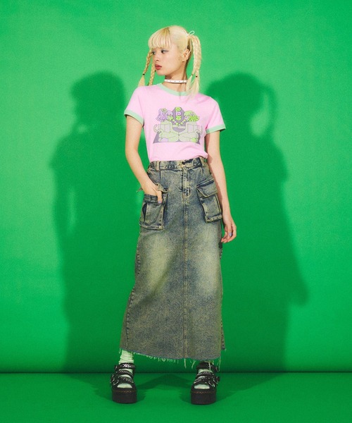 PUNYUS（プニュズ）の「わたしたちJAPANgirlsピチリンガーＴシャツ（Tシャツ/カットソー・レディース・ピンク/ブラック・1/2/4/3）」の3枚目の写真