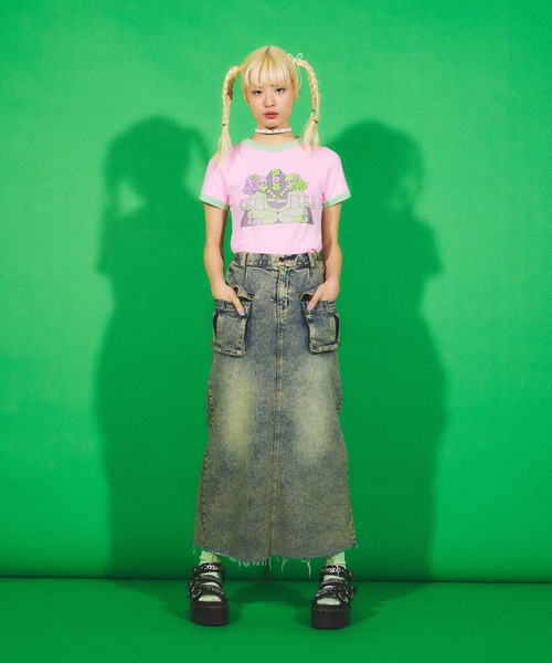 PUNYUS（プニュズ）の「わたしたちJAPANgirlsピチリンガーＴシャツ（Tシャツ/カットソー・レディース・ピンク/ブラック・1/2/4/3）」の4枚目の写真