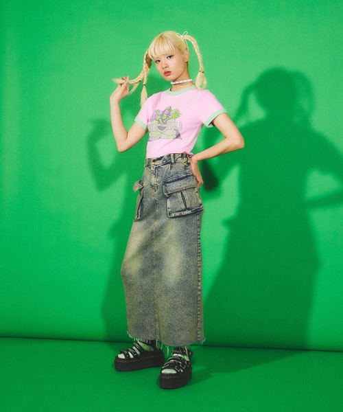 PUNYUS（プニュズ）の「わたしたちJAPANgirlsピチリンガーＴシャツ（Tシャツ/カットソー・レディース・ピンク/ブラック・1/2/4/3）」の5枚目の写真