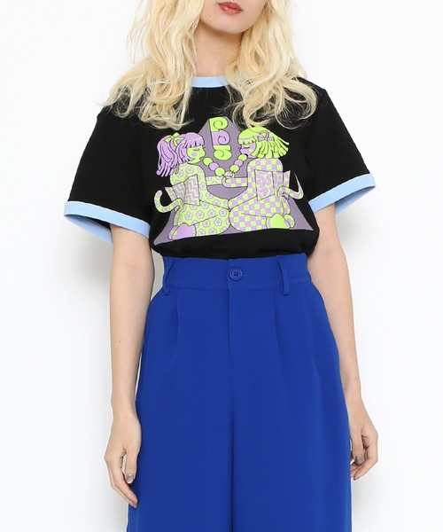 PUNYUS（プニュズ）の「わたしたちJAPANgirlsピチリンガーＴシャツ（Tシャツ/カットソー・レディース・ピンク/ブラック・1/2/4/3）」の7枚目の写真