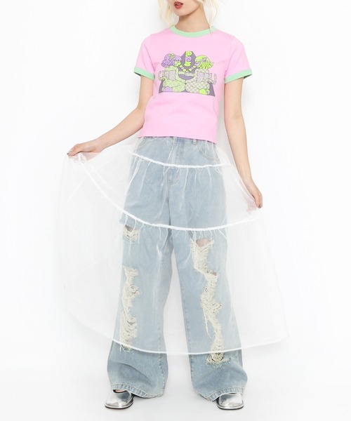 PUNYUS（プニュズ）の「わたしたちJAPANgirlsピチリンガーＴシャツ（Tシャツ/カットソー・レディース・ピンク/ブラック・1/2/4/3）」の13枚目の写真