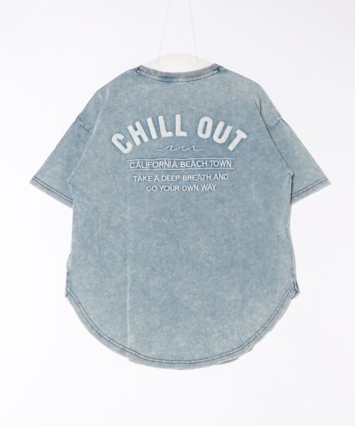 anap mimpi（アナップミンピ）の「ウォッシュ加工 サーフ 刺繍 インディゴ デニム Tシャツ（Tシャツ/カットソー・レディース・ブルー/ライトブルー・FREE）」の7枚目の写真